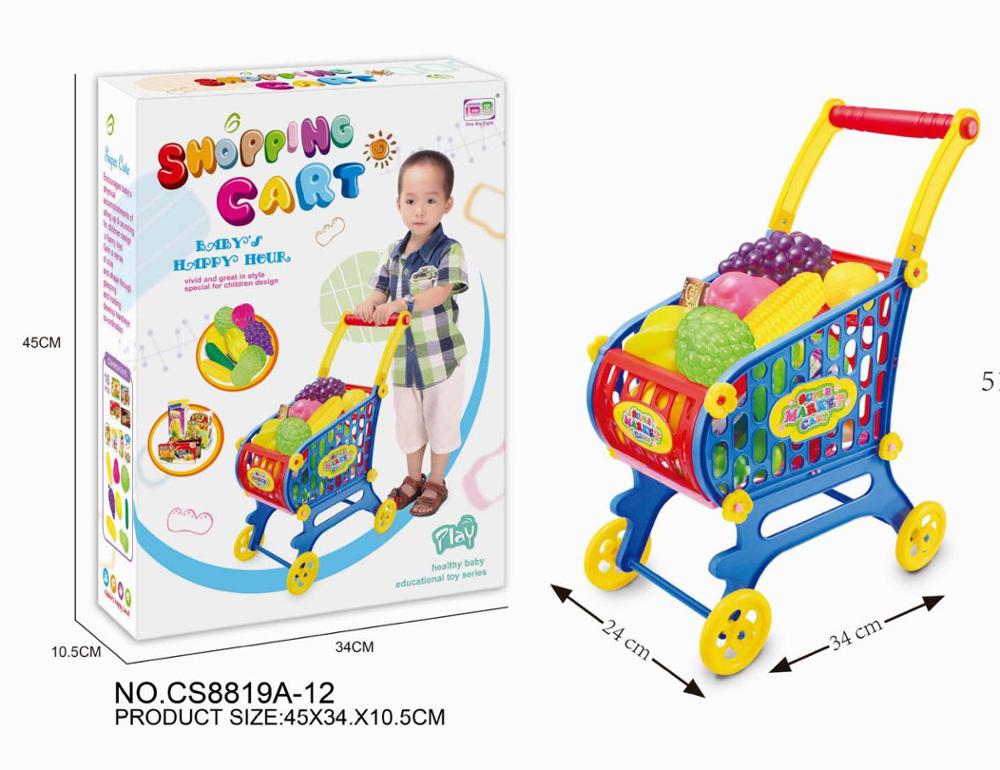 Simulatie Supermarkt Winkelwagentje Kinderen Speelhuis Speelgoed Kar Met Fruit En Groente Winkelwagentje Simulatie Speelgoed: Trolley and fruit
