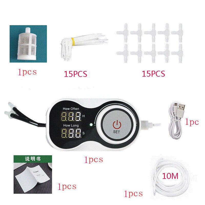 Intelligent Drip Irrigation System Set Water Pump Automatic Watering Device Timer Garden Self-Watering Kit for Potted: set 1