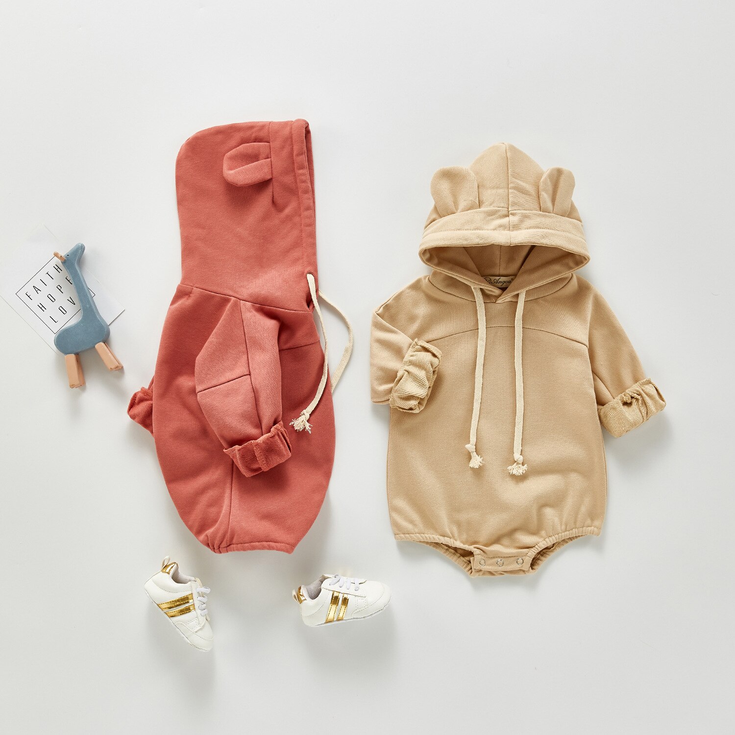 Monos con capucha de oso de dibujos animados para bebé, niños y chicas chicos niños, ropa de un Color, novedad primavera