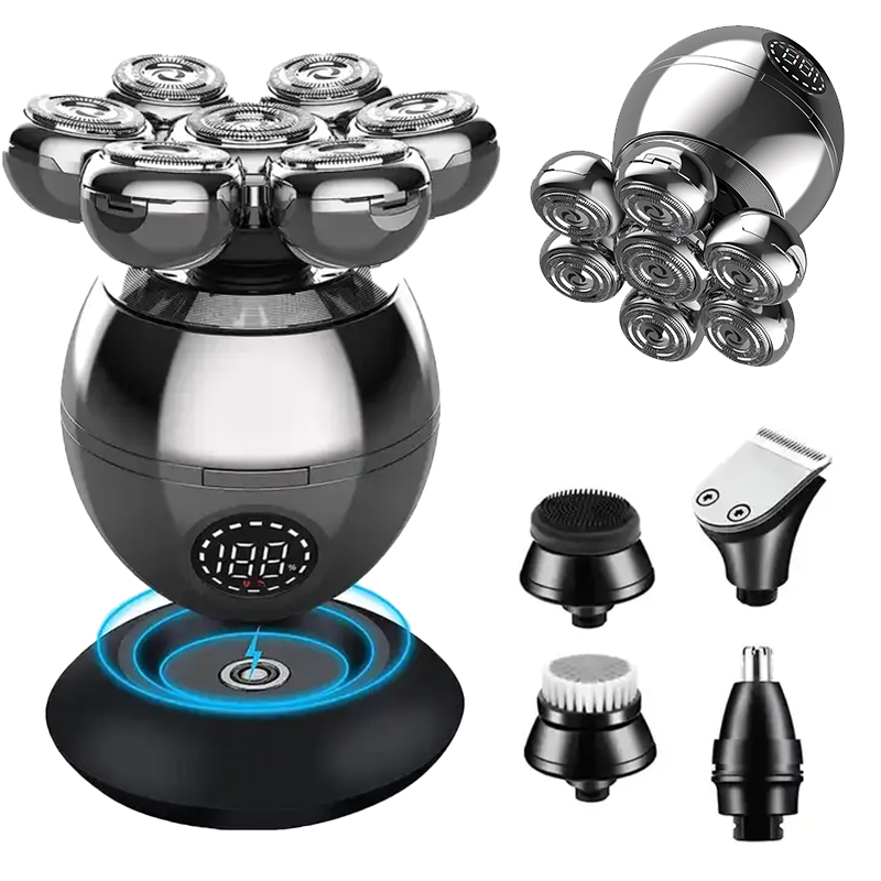 5-in-1-Elektrorasierer für Glatze Männer, 7D-Schwimmschneider, Bartschneider, Haarschneidemaschine, IPX5, wasserdicht, Rasieren, USB, kabelloses beladen