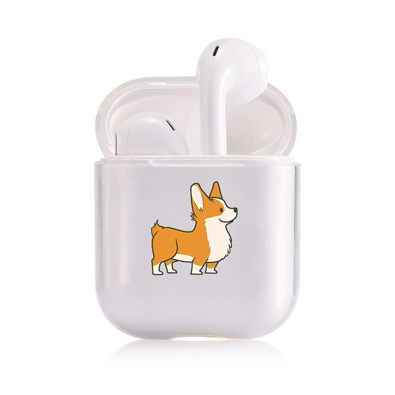 Hard Clear Headphone Case For Apple airpods 1 Case Luxury Pets Corgi Dog Transparent Air Pods Case For Airpods 2 Protective Cove: I201254