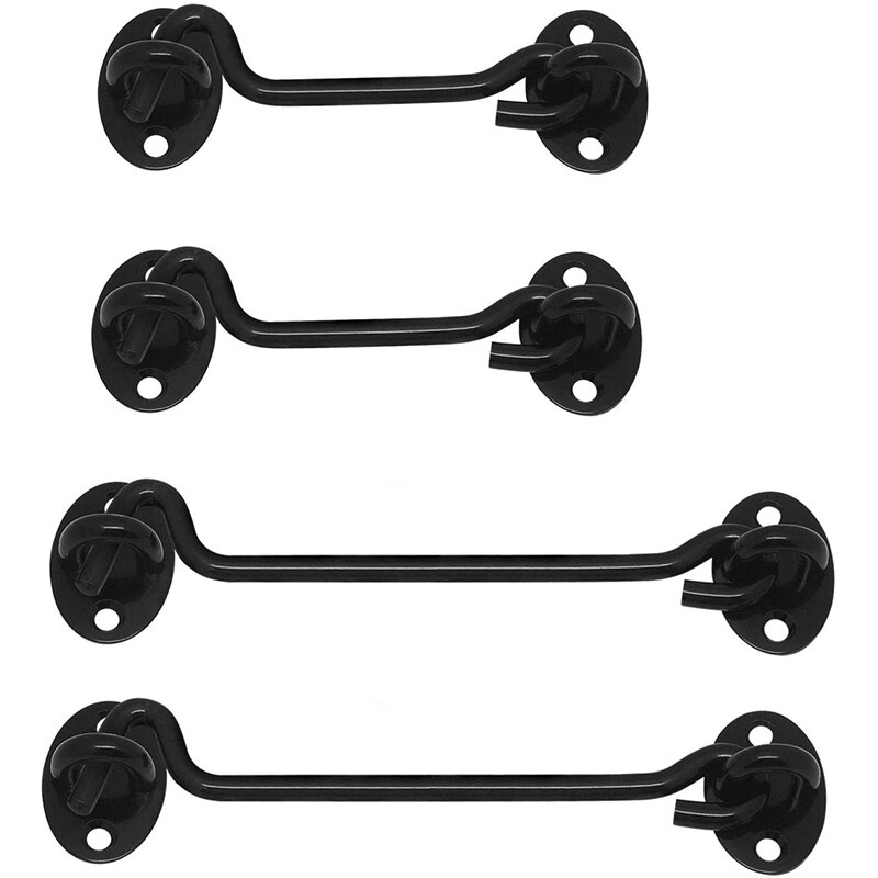 Barn Door Latch, 4 Pack Cabin Hook and Eye Latch Easy Lock for Barn Door, Gate, Window (4 and 6 Inch): Default Title