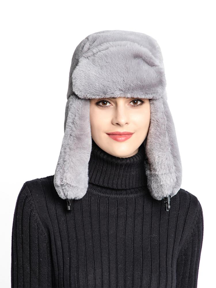 Invierno Faux Fur Shearling Hat Unisex gorro estilo ruso orejera a prueba de viento sombrero para esquiar deportes de invierno