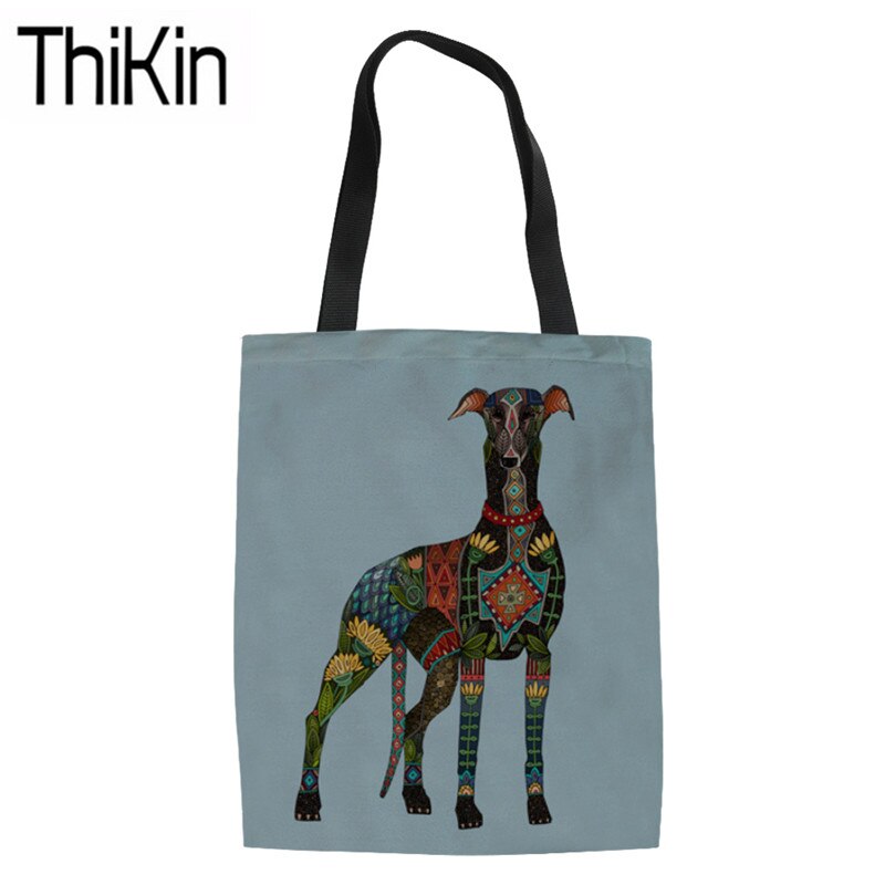 THIKIN Ladies Canvas Tote Bags Women Greyhounds Printing Shopping Bag Large Capacity Organizer Shoulder Tote Bags Feminine Bolsa: YQ1807Z22