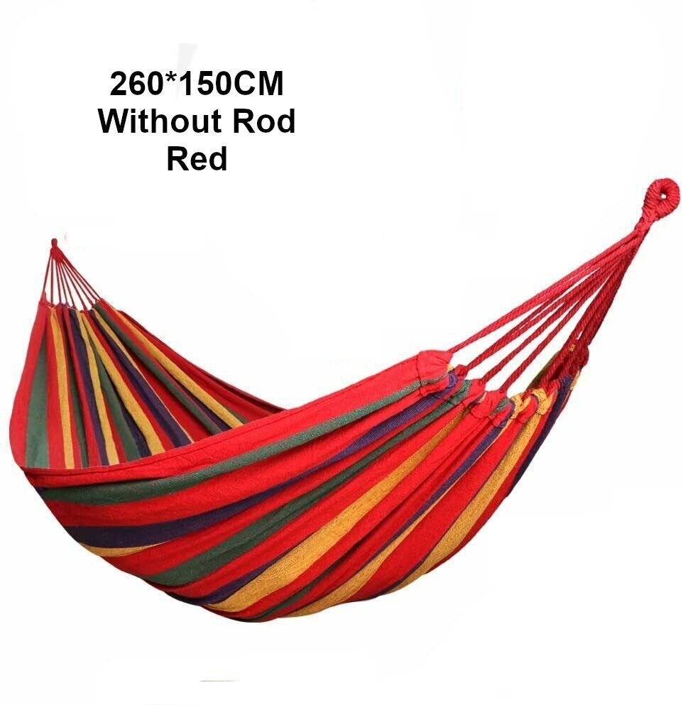 Hamaca para 2 personas al aire libre, hamaca portátil para jardín, lona a rayas, cama colgante, cama para acampar, columpio colgante, equipo para dormir al aire libre: Red