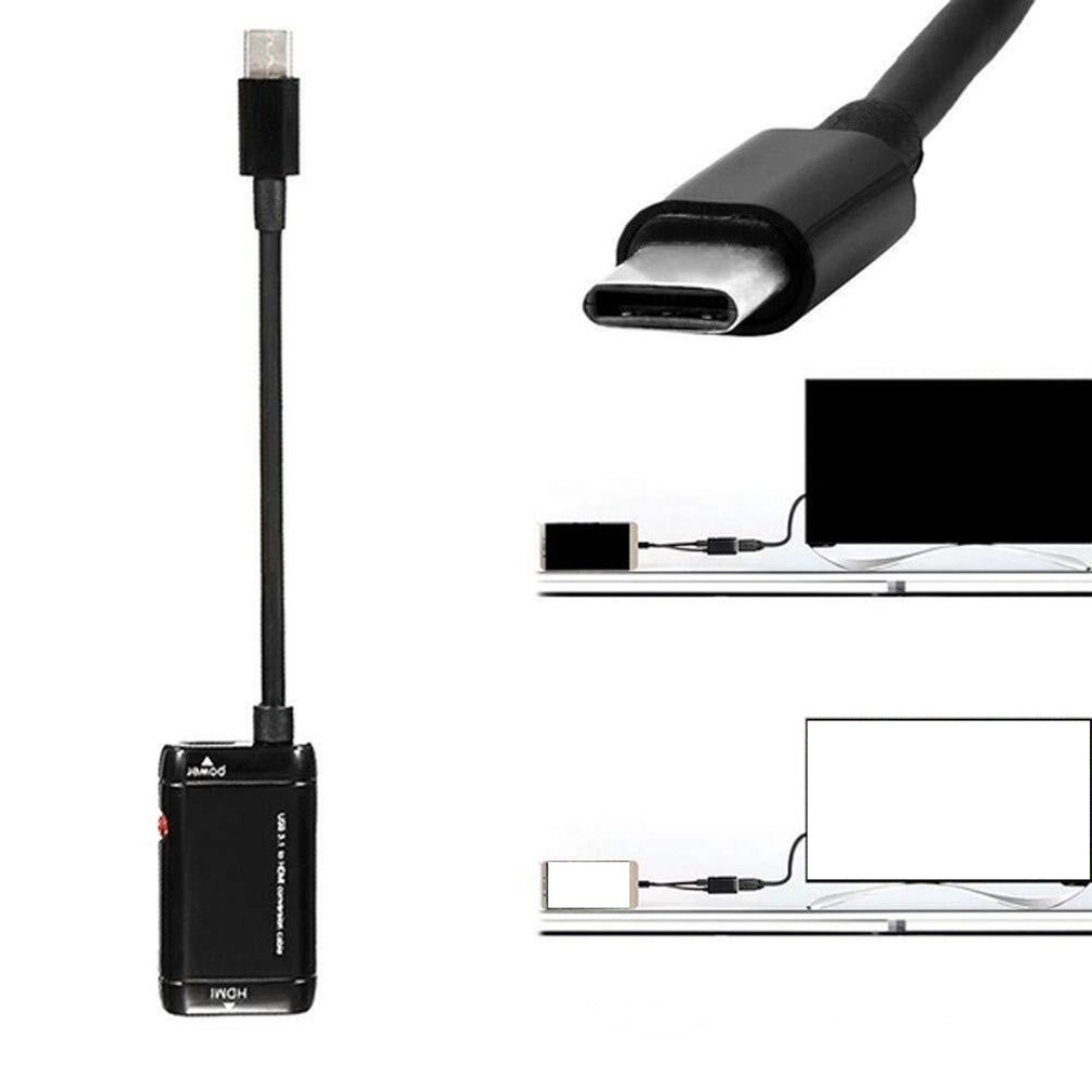 Cable adaptador USB 3,1 de USB-C tipo C a HDMl para M H L, Cable de extensión de Video negro para tableta de teléfono Android