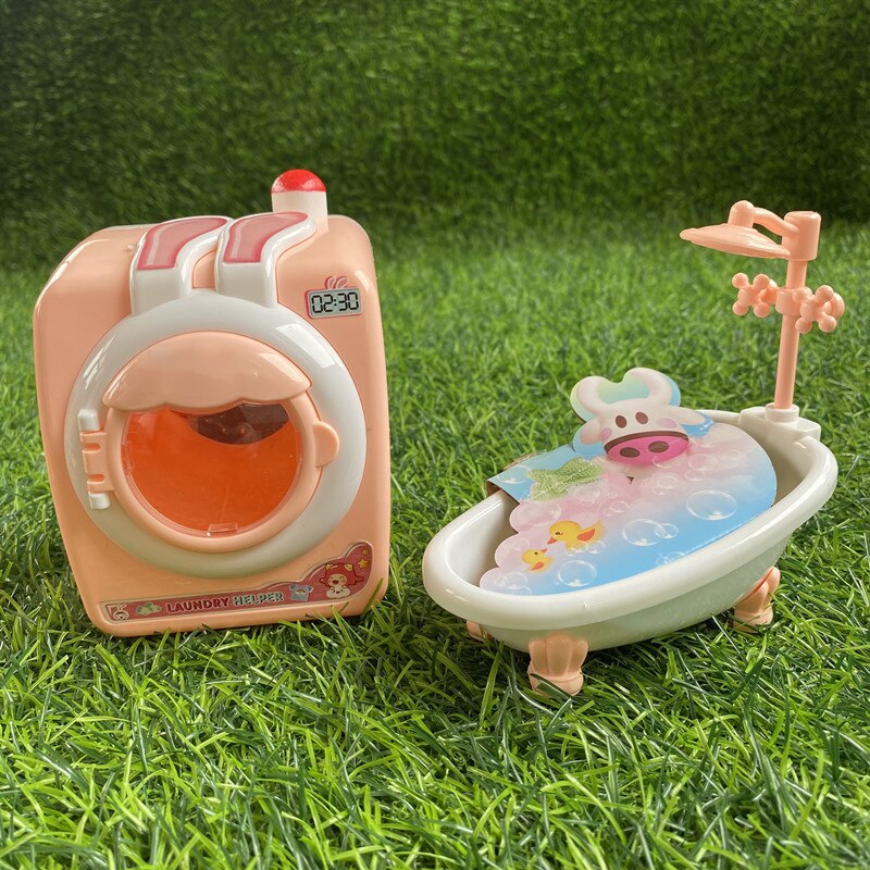 Children'S Washing Machine Toy Set Drum Electric Rotatable And Water Can Wash Clothes Simulation Play House Toys