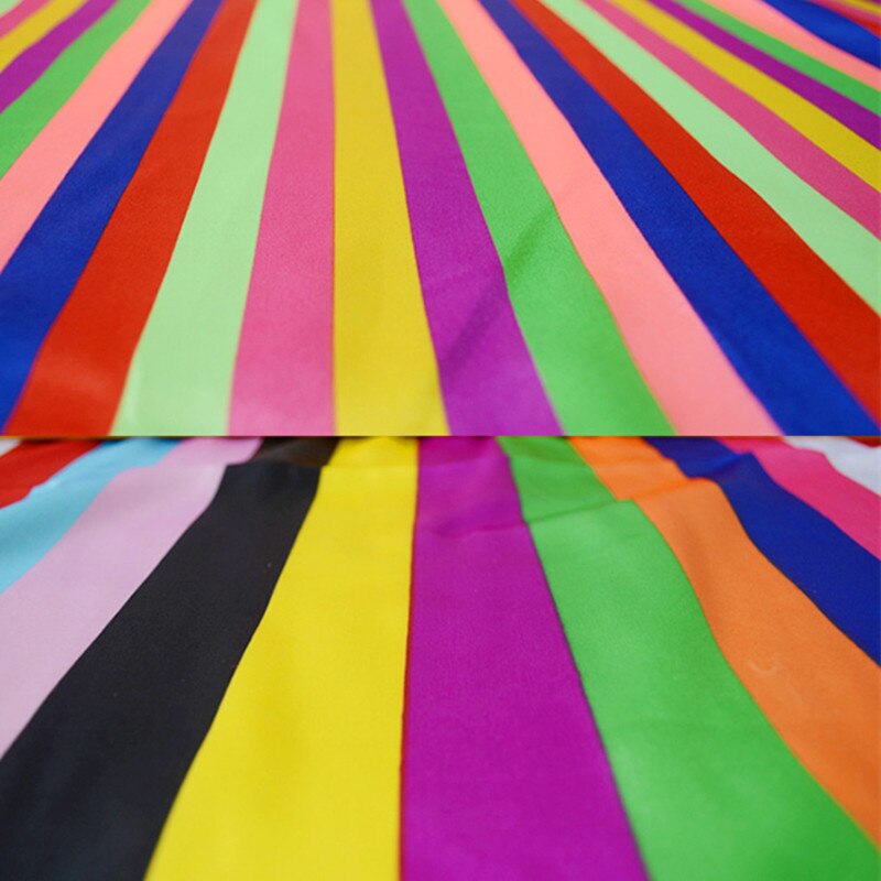100x150 cm Polyester Satin Bunte Streifen Stoff DIY Kostüm Hochzeit Deco 1118