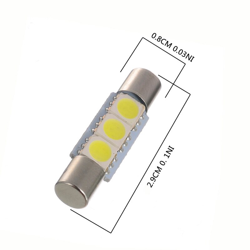10X Led 5050 3SMD Zekering Vanity Mirror Gloeilamp Voor 6641 TS-14V1CP Auto 29Mmwhite