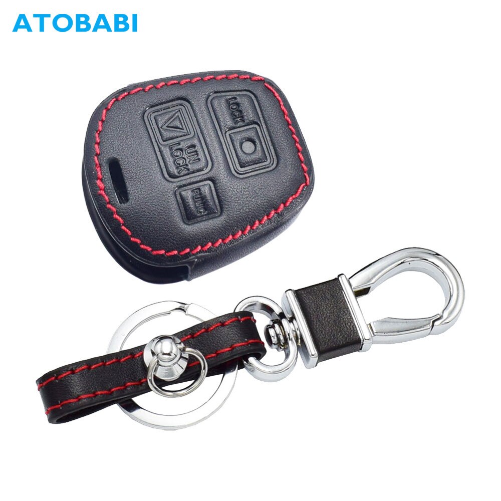 Leather Car Key Case 3 Buttons Remote Control Fobs Protector Cover For Lexus RX300 1999-2003 / GX470 2003 / LX470 2003-2007