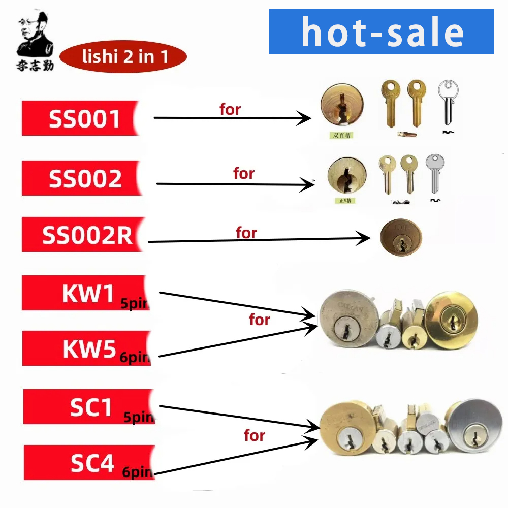 Narzędzie Lishi 2 w 1 SS001 SS002 SS002R zawodowiec R52 KW1 KW5 SC1 SC4 SC20 M1/SM2 rano5 R52L Narzędzia ślusarskie robić drzwi domowych Zamki cywilne