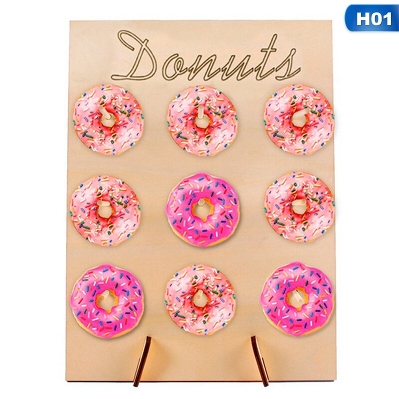 Donuts Stand Donut Muur Display Houder Bruiloft Decoratie Verjaardag Feestartikelen Baby Shower Hout Donut Houder Partij Decoratie: PY3900H01