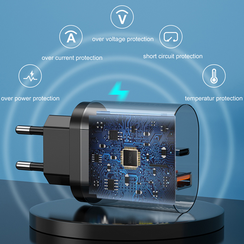 Pd 20w usb-c-ladegerät mit qc-funktion und  pd 3.0 qc3.0 leds für schnelles laden von smartphones (iphone 13, 12 pro max, airpods, ipad, xiaomi, huawei, lg, samsung)