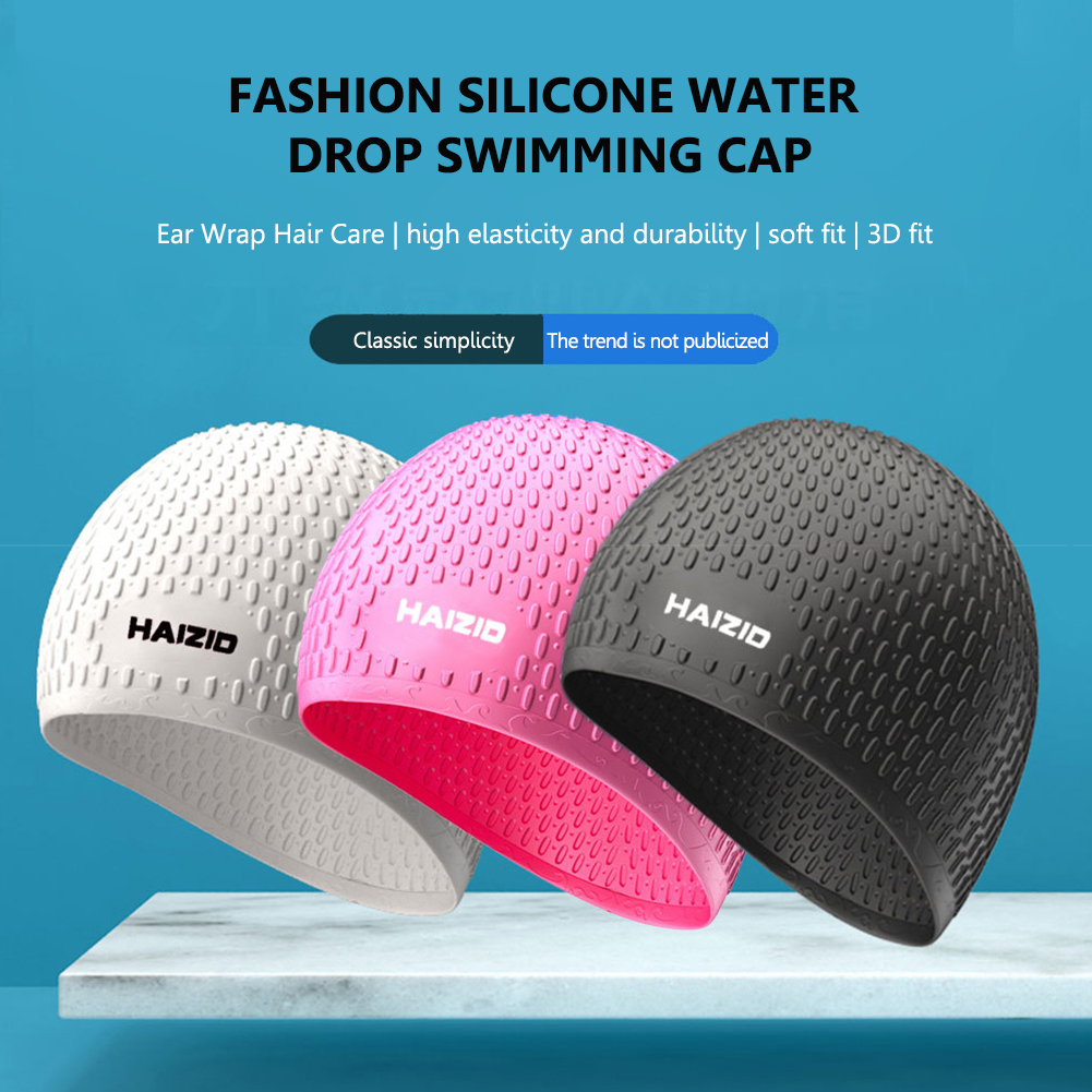 Silicone Waterproof 3D Elastic Swimming Caps For Men Women Long Hair Swimming Hat Cover Ear Bone Pool Adult Swim Cap