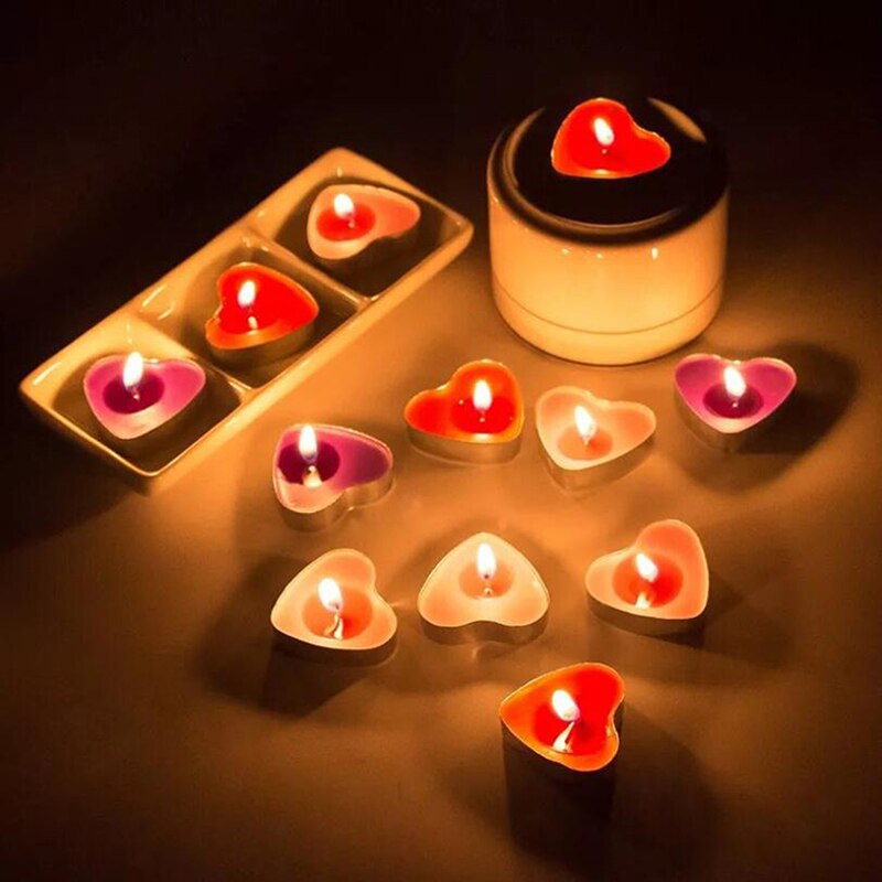 50Stck Liebe Herz Geformt Tee Licht Kerzen Rauchlosen Kerzen Romantische Dekorative