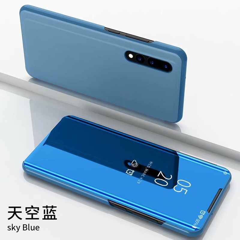 Smart spegelfodral för huawei nova 5t fodral stå flip visa bok telefon omslag för hauwei hawei nova 5t nova 5 t t5 nova 5 tcoque: Blå