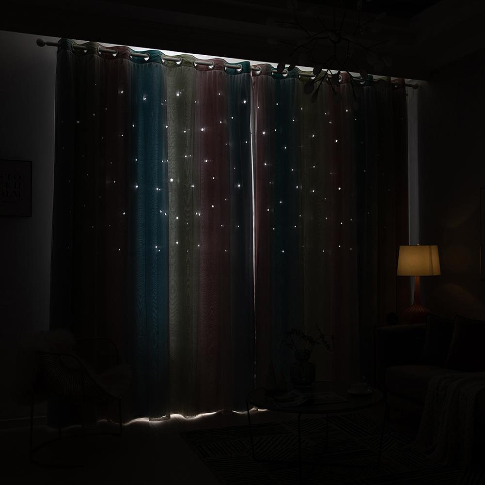 100 x 250cm romantisk regnbuefarve ren gardin pige børn soveværelse fuld mørklægning vindue gardiner hul stjerne gardin