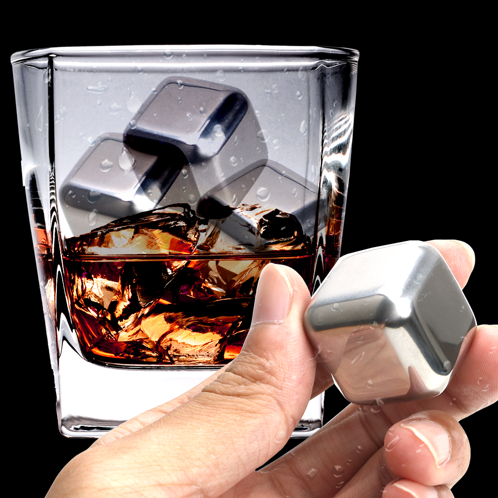 Instrumentos de cerveza para Bar, bebida rápida, piedras de hielo congeladas para enfriar whisky, vino, 1 unidad, cubos de hielo de acero inoxidable, rocas enfriadoras de whisky