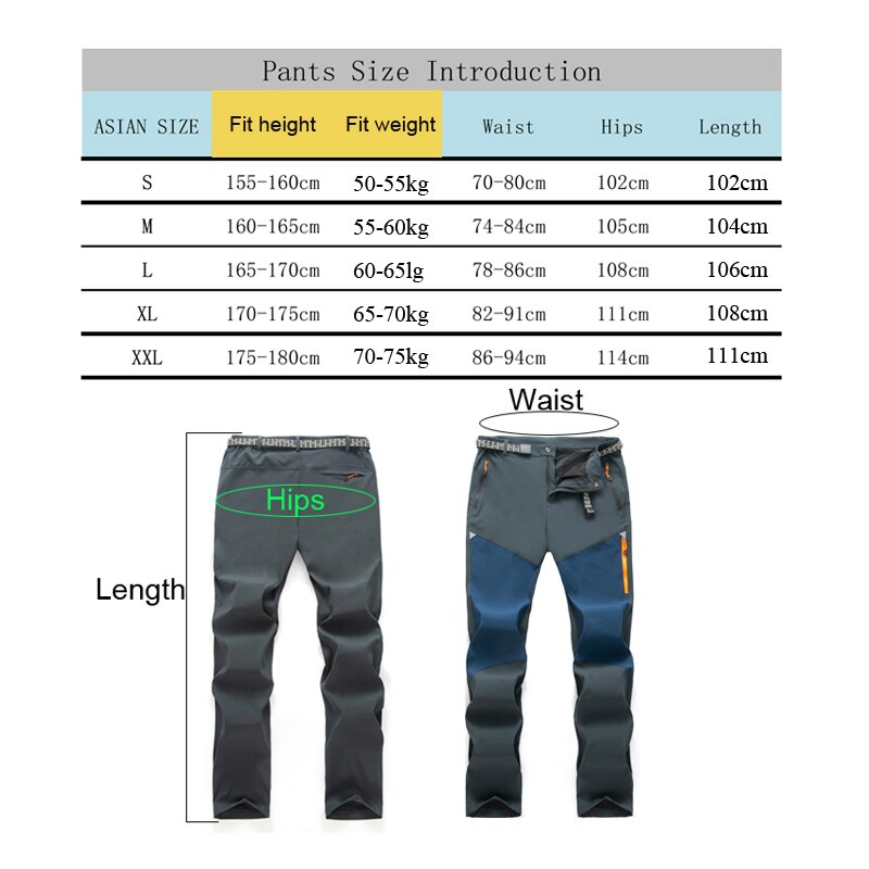 TRVLWEGO Hiking spodnie kempingowe Men Summer Thin Breathable Quick Dry Pant Outdoor Sports Climbing Waterproof Pants