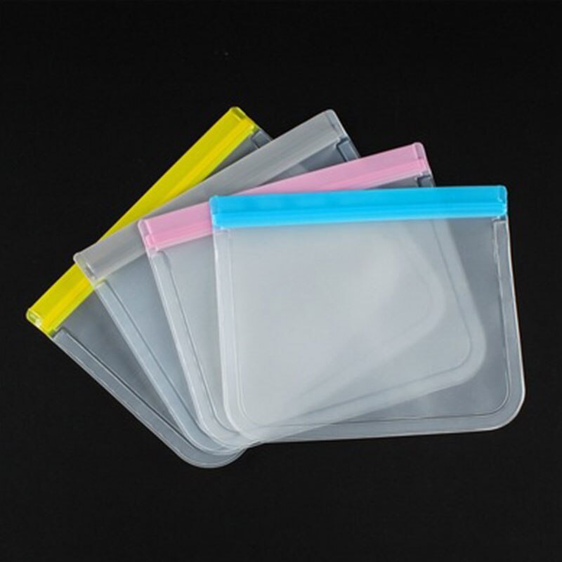 10 Stks/set Blauwe Voedsel Opbergtas Frosted Peva Ziplock Zakje Herbruikbare Voedsel Verse Zak Lekvrij Keuken Silicone Voedsel Opbergtas