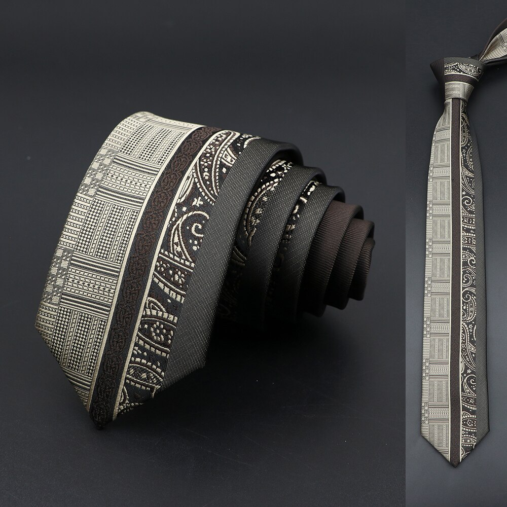 Skinny 6Cm Ties Voor Mannen Trouwjurk Stropdas Zwart Rood Bloemen Paisley Patchwork Tie Business Slanke Overhemd Accessoire cravate