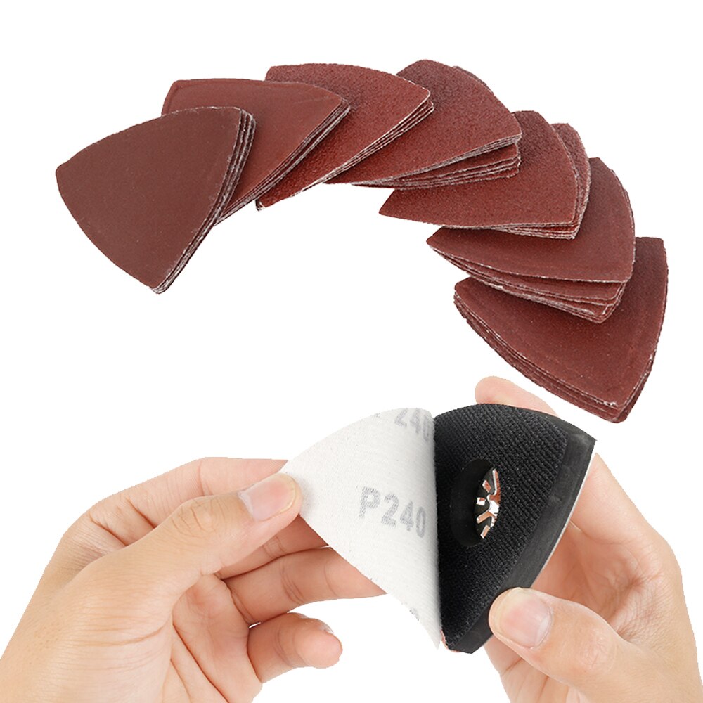 49pcs Triangle Sandpaper Set Grinding Sandpaper 80mm 40/60/80/120/180/240 Triangle Vibration Sand Pad Sandpaper Accessories