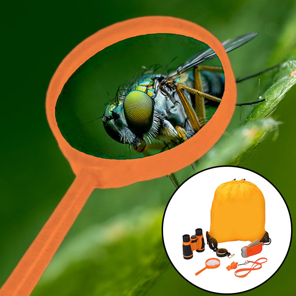 Outdoor Explorer Kit Educational Drawstring Bag Exploration Set for Hiking Children: Orange