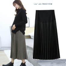 Herfst Moederschap Jurken Dunne Wollen Geplooide Maag Lift Half-Lengte Rok Paraplu Rok Zwangere Kleren Zwangerschap Rokken