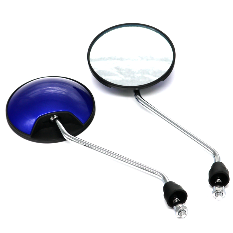 LMoDri Universal Round Motorcycle Rear View Mirrors Moped Scooter Motorbike Side Mirror Clockwise 8mm 360 Degree Convex: Blue