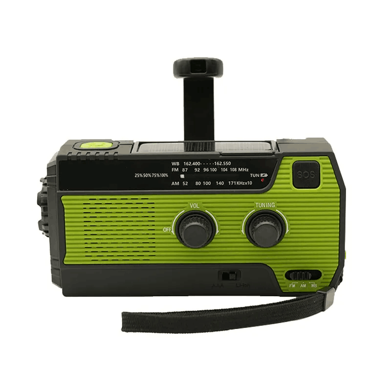 4000 mAh Weer Nood FM-radio Power Bank Handslinger Solar USB Opladen FM-radio AM NOAA LED-zaklamp Leeslamp: Black
