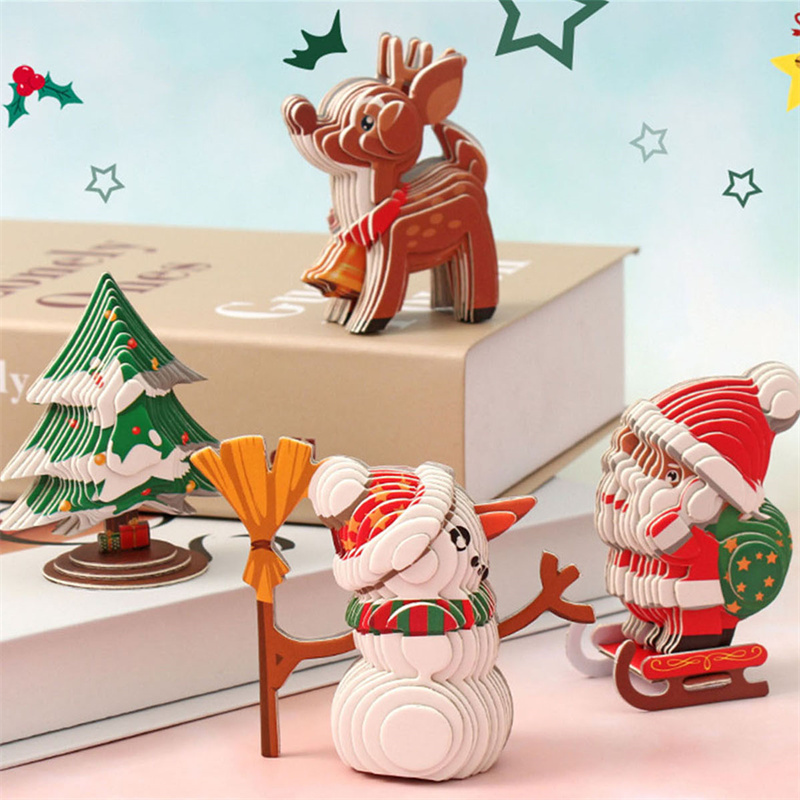 Tema natalizio modello di babbo natale Puzzle 3D asilo precoce educativo fai da te carta di carta fatta a mano Jigsaw per bambini giocattoli regalo