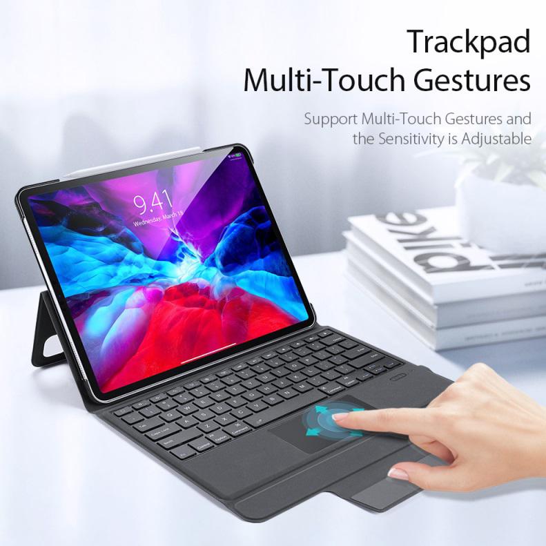 Draadloze Bluetooth Toetsenbord Geval Pu Leer Trackpad Bluetooth Tablet Toetsenbord Draadloze Touch Cover Pad Set Voor Ipad Pro 12.9