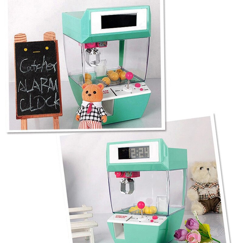 Funny Children Kids Coin Operated Games Mini Claw Hanging Doll Machine Dolls CATCHER Toy Crane Machines Candy Alarm Clock Game