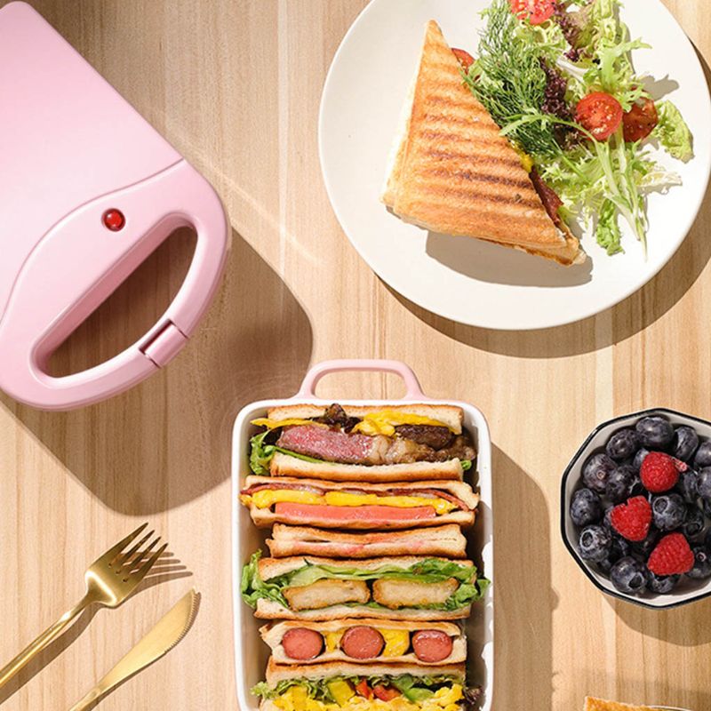 Bærbar elektrisk dobbelt vafler sandwichmaskine non-stick multifunktionel toast brød morgenmadsmaskine 220v u1je