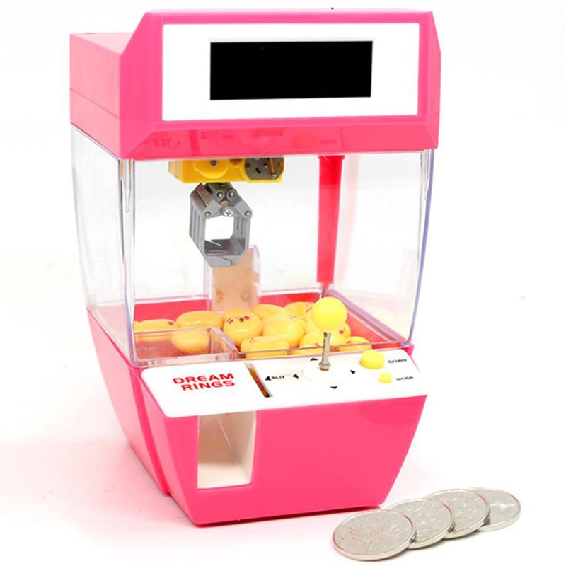 Funny Children Kids Coin Operated Games Mini Claw Hanging Doll Machine Dolls CATCHER Toy Crane Machines Candy Alarm Clock Game