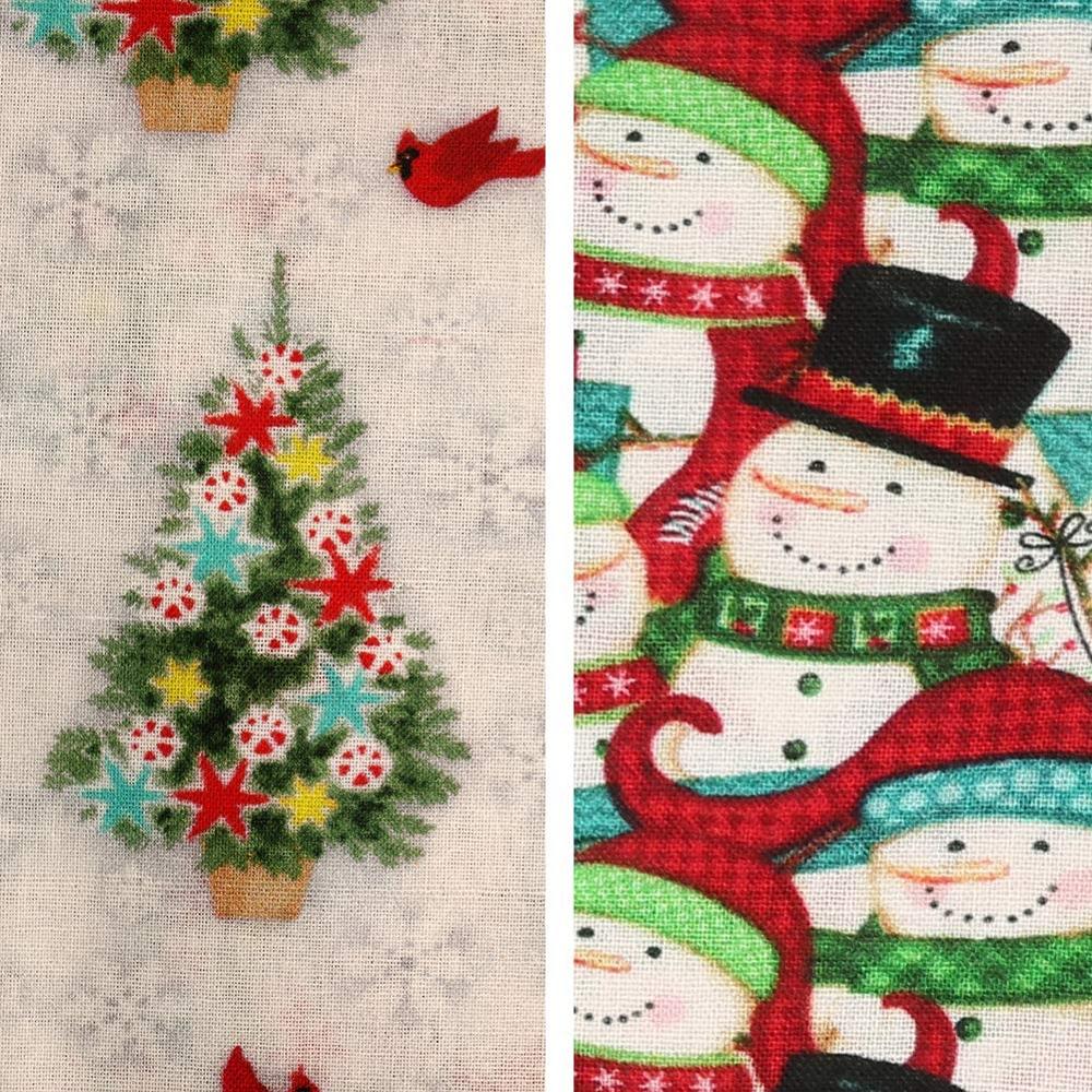 Dailylike 5 Pcs Christmas Cotton Fabric Christmas Fabric Quilting Fabric Precut Fabric Bundles for DIY Craft Christmas Party