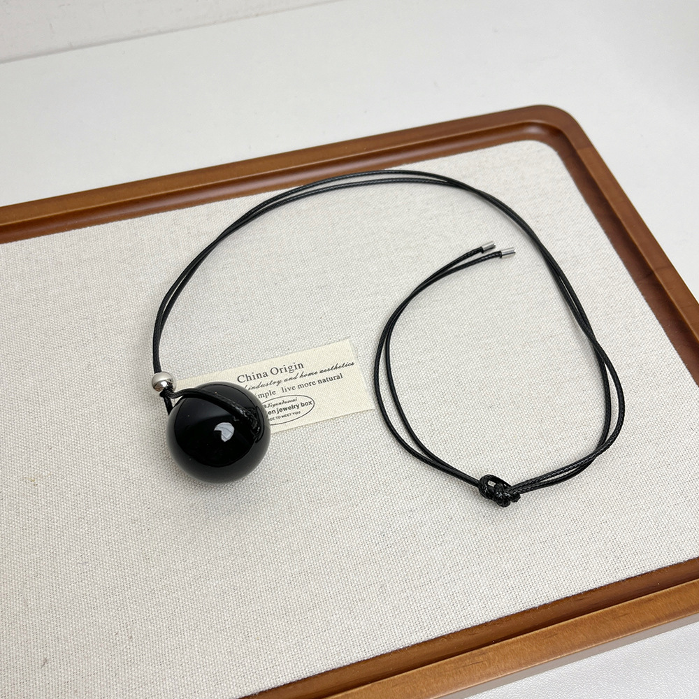 collar minimalista con colgante de bola geométrica de Metal para mujer, de cadena de suéter, accesorios de: Oro oscuro
