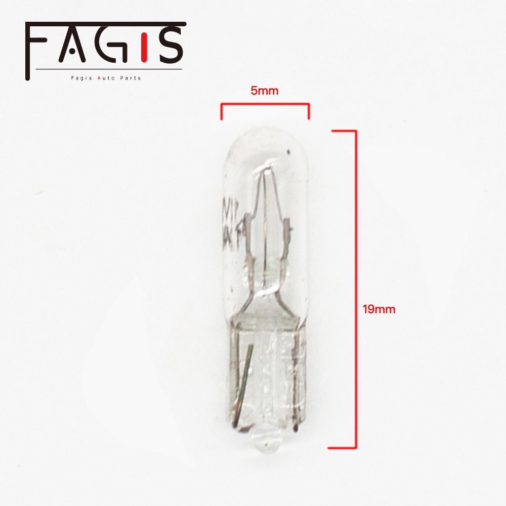 Fagis 10 stk  t5 286 12v 1.2w varmhvid bilindvendige lys auto kile instrumentbræt lamper halogenpærer