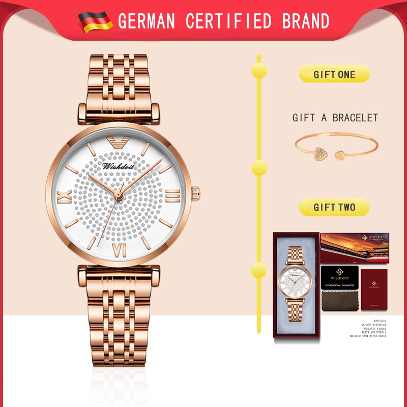 Gold Watch Women Watches Ladies Steel Women's Bracelet Watches Female Waterproof Clock Relogio Feminino: All Rose Steel