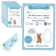 Myfuturshop® Carta ratoncito Pérez Certificado de diente limpio 10 Unidades. original para niño y niña. Azul