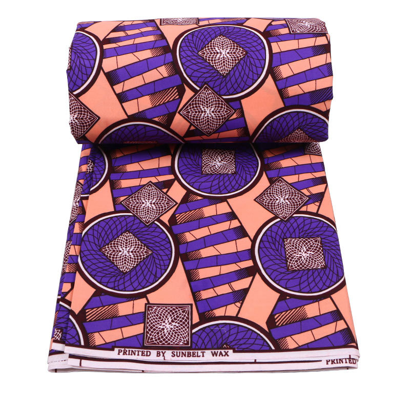 Wonderful Purple And Pink Pattern Print African Ankara Veritable Real Wax Polyester Fabric 6 Yard