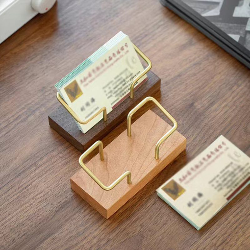 Estante de mesa para el hogar, tarjetero de madera, almacenamiento, tarjetero de visita, organizador, soporte de exhibición de escritorio de oficina, accesorios para mostrador de notas