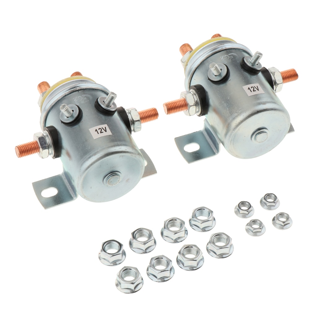 2 Pcs Lier Starter Solenoid Relais Schakelaar Effen Continu Duty Solenoid Relais Schakelaar 200A 12V Voor Lier Motor Golf carts Marine