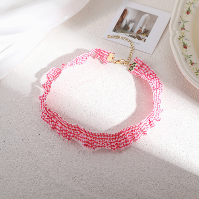 Leuke Meisje Barokke Doek Kant Sleutelbeen Keten Vrouwen Zoete Bloem Student Jk Rok Roze Korte Ketting Choker Fairy Sieraden Bruiloft: xl-1298
