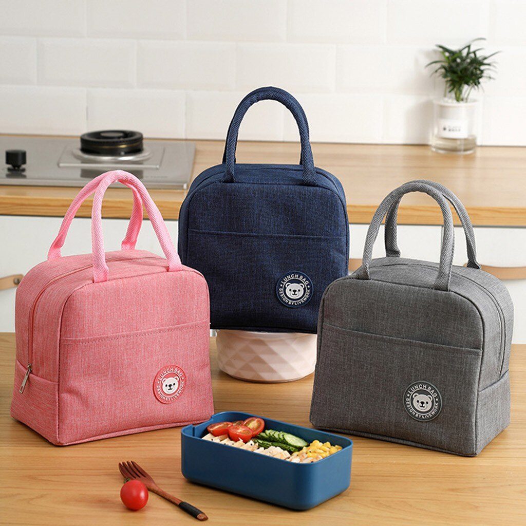 Portable Lunch Bag Thermal Insulated Lunch Box Tote Cooler Handbag Bento Pouch Dinner Container School Food Storage Bags