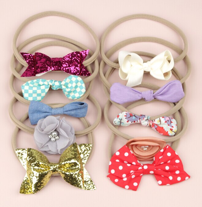 Baby Flower Accessories 10pcs/Sets Infant Kids Baby Girls Women Elastic Headband Nylon Headwear Hair Band Headdress Photo Props: I