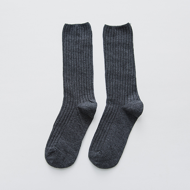 Chaussettes Coréennes Noires et Roses en Coton Solide pour Femme, Bas Rétro pour Étudiantes, Automne-Hiver, 1 Paire: Beige