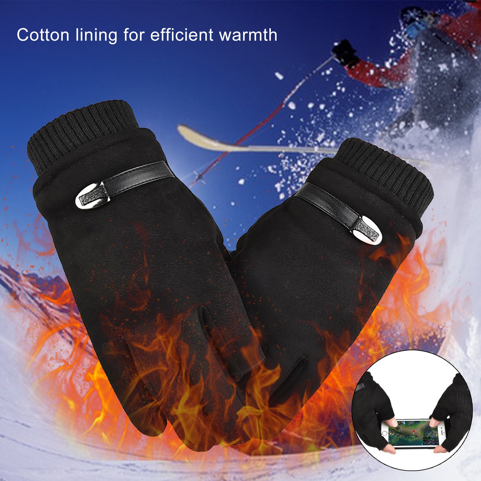 Unisex Fietsen Handschoenen Verwarmde Motorhandschoenen Anti-Slip Winter Warm Winddicht Fietsen Handschoenen Waterdicht En Warm Lekkende Handschoenen