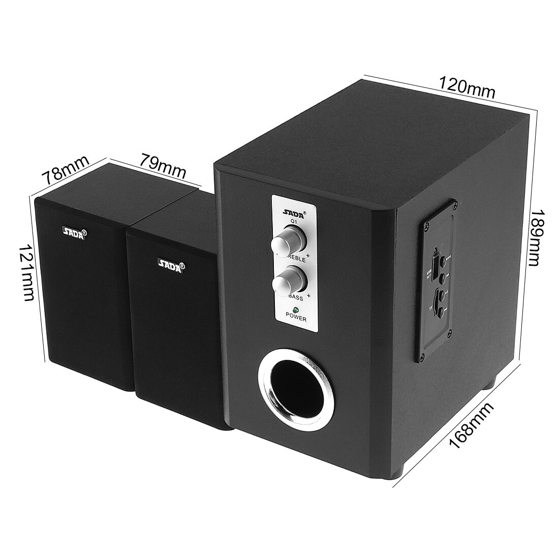 SADA Q1 2.1 Wireless Bluetooth Speakers 3 Canale Wooden Combination Speaker Subwoofer Speaker Computer PC Speaker with TF USB