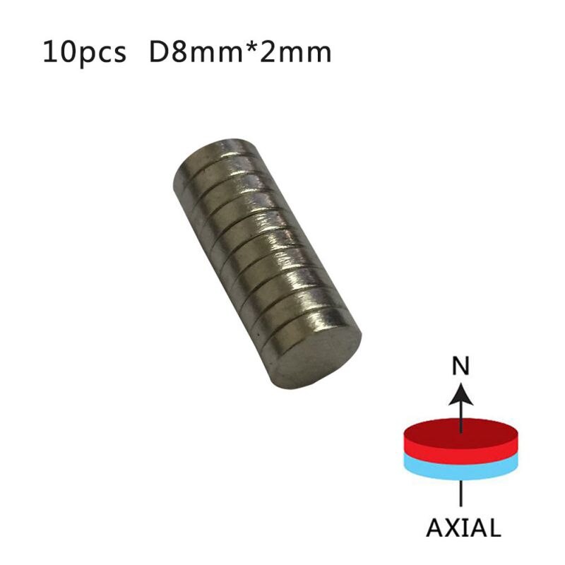 10 - 100 Stuks 8Mm X 2Mm Zeldzame Aarde Ndfeb Magneet Neodymium N50 Disc Ronde Cilinder Koelkast magneten: 10pcs